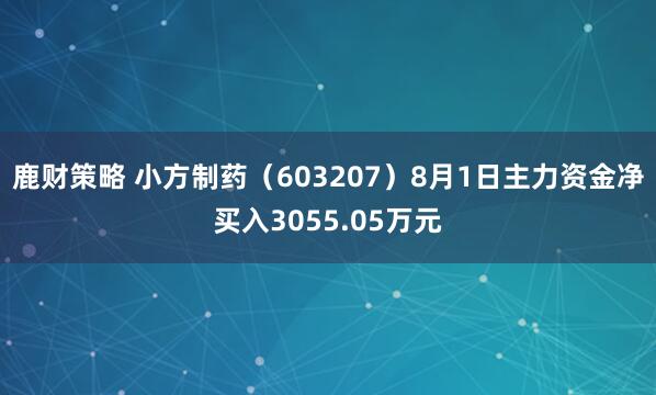 鹿财策略 小方制药（603207）8月1日主力资金净买入3055.05万元